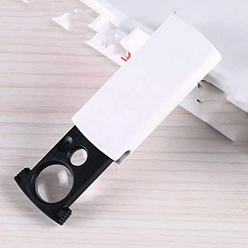 EUQKKWLOY Magnifiers Pull Out Lens Mini Magnifying Glass Light UV Handheld Portable for Old Man Book Reading Jewelry Identification Crafts Carving and Repair White