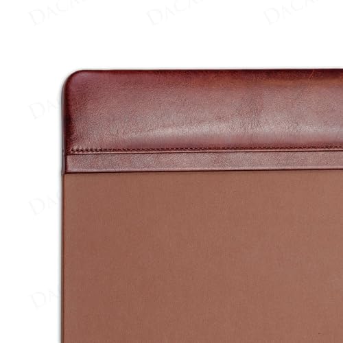 Dacasso 34" x 20" Mocha Leather Desk Pad with Top Rail - Executive Desk Surface Protector - Luxury Leather Blotter for Writing
