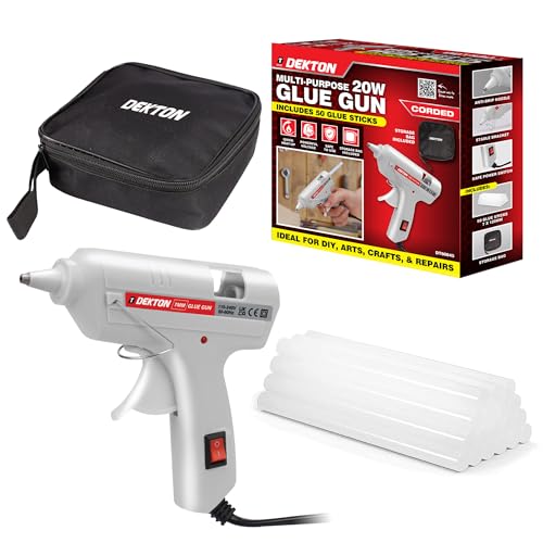 Dekton 20W Corded Glue Gun Kit, Includes 50 Glue Sticks, Fast Heating, Compact Design, User-Friendly Trigger, Perfect for DIY, Crafts & Repairs