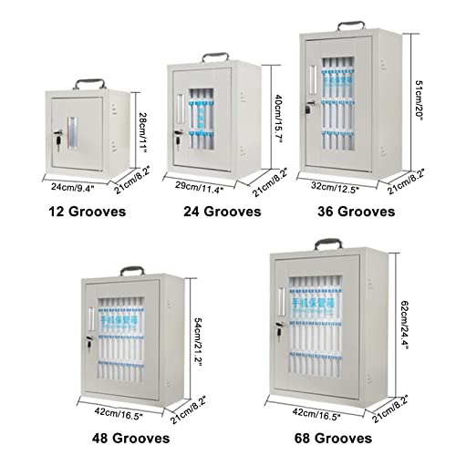 FENOKD Wall-Mounted Pocket Chart Storage Cabinet Clear Cell Phone Storage Box Wall-Mounted with A Locked (Silver 60)，Silver-60