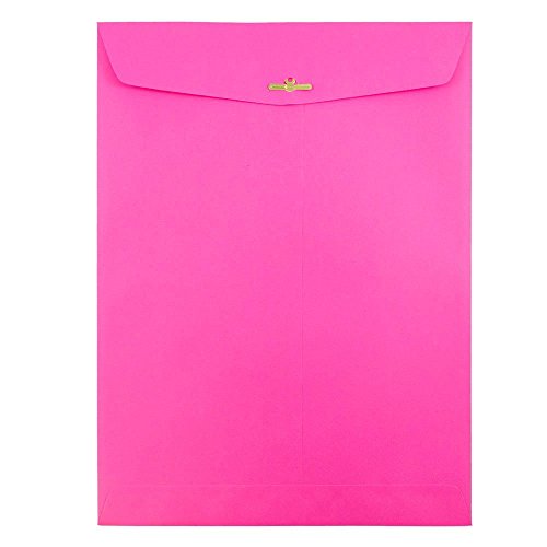 JAM PAPER 9 x 12 Colored Envelopes with Clasp Closure - Ultra Fuchsia Hot Pink - 100/Pack