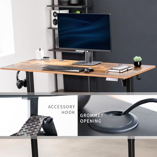 VIVO Electric 55 x 24 in Standing Desk, Memory Height Adjustment, Rustic Vintage Brown Top Black Frame, DESK-E155TN