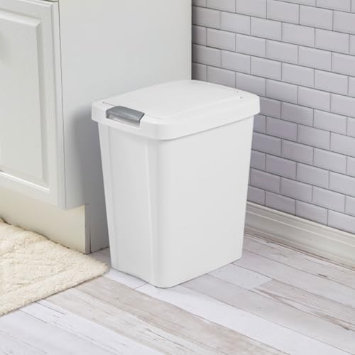 Sterilite TouchTop Plastic Wastebasket, 7.5 Gallon, White, 16-Pack