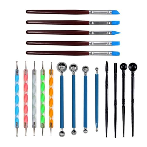UOHLCX Clay Tools 18 Sets Acrylic Nail Pen Handmade DIY Wooden Rubber