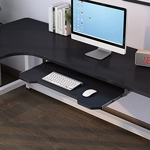 Computer Desk Keyboard Tray Shelf - Under Desk Sliding, Wooden Desk Extender Tray 54/60/70 Cm, With Slide, Pull Out Keyboard Platforms Keyboard Drawer Height Adjustable.C-black-60*30 cm(24*12 Inch)