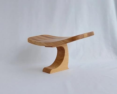 SFYVNC Modern Solid Wood Footstool, Curved Ergonomic Design Foot Rest, Natural Oak Foot Stool for Living Room Bedroom Office, Durable Single Person Footrest
