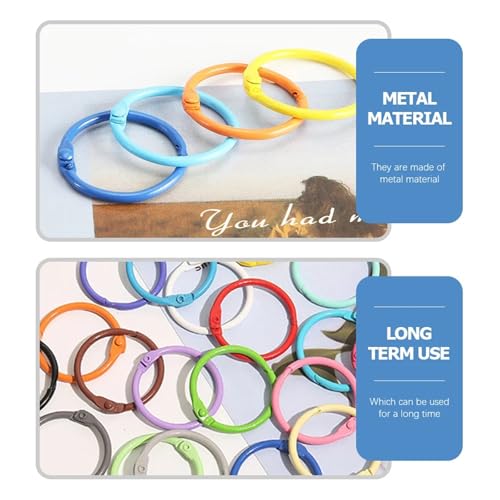 Binder Ring 150Pcs Multifunction Binder Office Clips Metal Key Chain for Index Cards Reusable for Notebook Loose-Leaf Book Binding