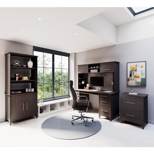Realspace® Koru 60" W Hutch for L-Shaped or Straight Computer Desks, Espresso Oak