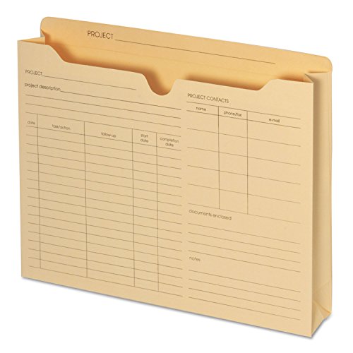 Globe-Weis B3143DT Pendaflex File Folder Jackets, Letter Size, Manila, Preprinted, Expands 2” inches, Reinforced Tabs, 9.5” x 11.5” inches – Pack of 50