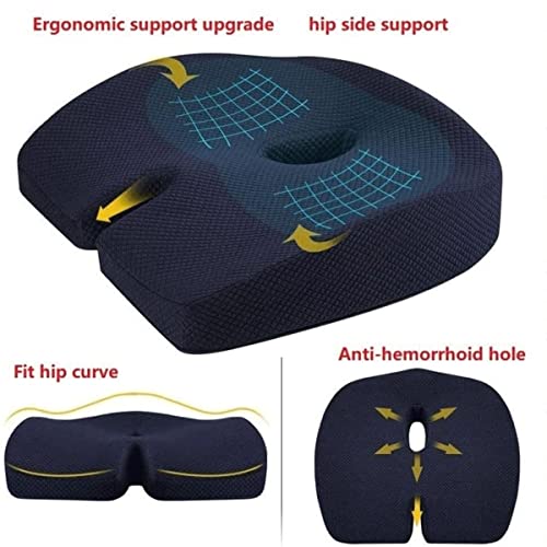 Feilx Comfort Seat Cushion - Memory Foam Firm Coccyx Pad - Tailbone, Sciatica, Lower Back Pain Relief - Contoured Posture Corrector for Car,Home,Office (Color : A)