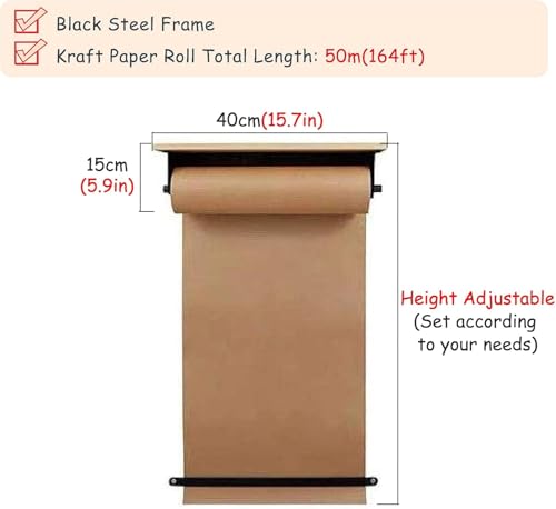 ZOCWJK Kraft Paper Roll Display Wall Mount Memo Board Wall Decor Dispenser, with Wood Shelf &, Easy to Hang,40/70/100/130 cm Wide for Office Coffee Shop,40cm/15.7in Wide