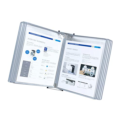 GFSGHZZ Wall Mount Reference Organizer - Catalog Display Rack, 10 Panels Wall Display Board System, A4 Size Wall Lectern, Document Organiser, Consultation and Presentation Documents,Gray