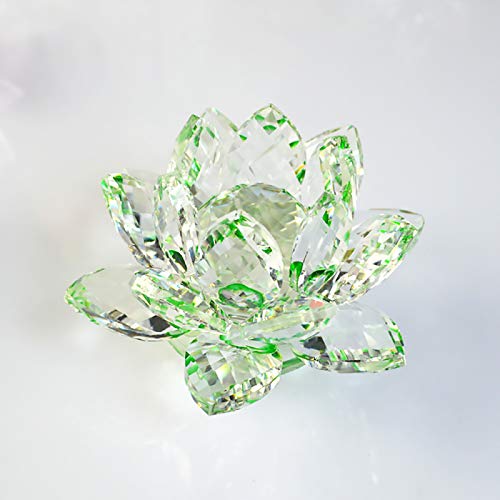 Fengshui Crystal Flower Crafts Glass Paperweight Ornaments Figurines Home Wedding Party Decor Gifts Souvenir,Green,200mm