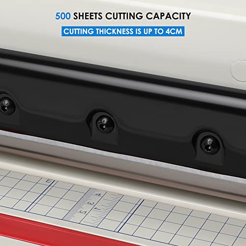 Heavy Duty Paper Cutter, 12" Guillotine Paper Cutter, Cortadora de Papel 400 Sheets Paper Trimmer with Double Safety Protection&Durable HSS Blade for Cutting Paper, Leather, PVC,Non-Woven Fabrics