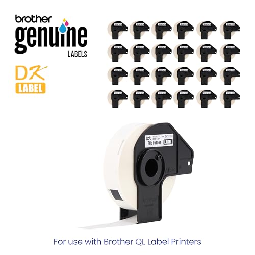 Brother Genuine DK-120324PK Die-Cut File Folder Labels, 0.66" x 3.4", Long Lasting Reliability, 300 Labels Per Roll, 24 Rolls per Box, White (DK120324PK), for use with select Brother QL Label Printers