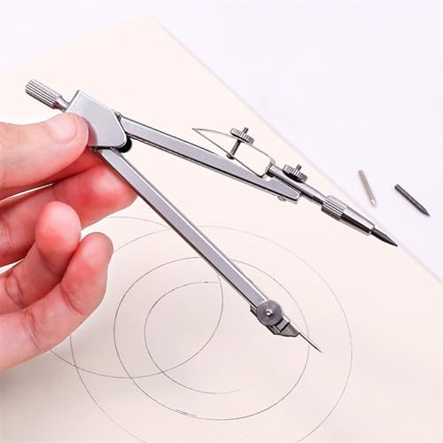 MENGKK Drafting Compasses Metal Compasses Set for Drawing Engineering Circle Design Instrument Tool Office School Student Drafting with Box Pencil Lead