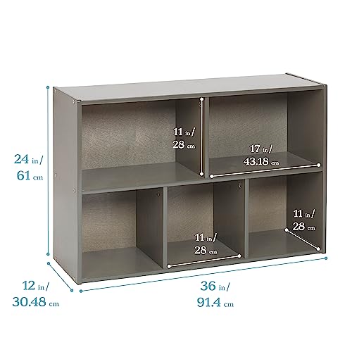 ECR4Kids Streamline 5-Compartment Storage Cabinet, 24in High, Grey Wash