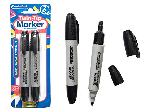 Permanent Markers 2 pcs 2-Tip Black Colors, Case of 144