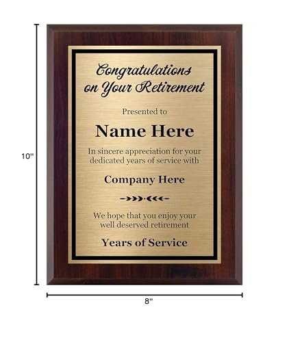 Custom Retirement Plaque 8x10, Personalized Retirement Gift for Employee