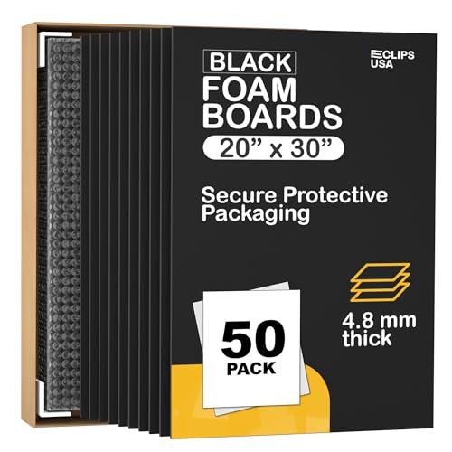 Black Foam Board 20x30 Presentation Foam Board, Acid Free Mounting Board, Foam Core (50)
