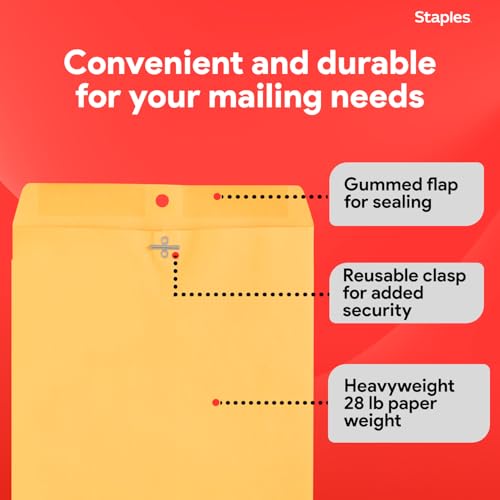 Staples 10x13 Kraft Catalog Envelopes, Brown Manila, 250/Box