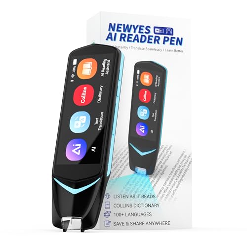 NEWYES AI Pen, Reading Pen for Dyslexia Scan Reader Pen 4 Text to Speech Device Translator Pen, Photo Translation OCR 16GB Bluetooth Pen Scanner for Students Adults (Blue) (3.99")