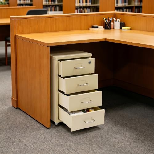 BOPRCSH 4 Drawer File Cabinets with Lock, Metal Lateral File Cabinet(Beige)