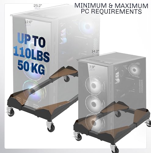VIVO Black Premium Large Steel Under Desk PC Cart, CART-PC03D