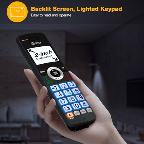 AT&T 4-Handsets Landline Home Phone with Call Blocker, Caller ID/Call Waiting, Full-Duplex Handset Speakerphone, Backlit Keypad & Display, Rechargeable Battery, ECO Mode, DECT 6.0: GL2101-41