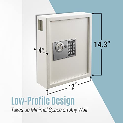 AdirOffice Steel Key Holder Wall Mount - 40-Key Lock Box with Code, Key Cabinet, Valet Parking Key Box, Car Dealer Key Cabinet - Space Saving Locking Key Box with Digital Lock