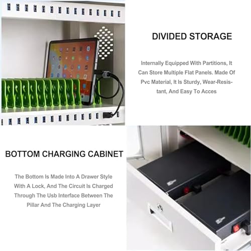 EliteBloom Mobile Charging Cart with Power Strip and Locks Secure Charging Cabinet for Phones Tablets Laptops 40 Slots White,White-10Slots