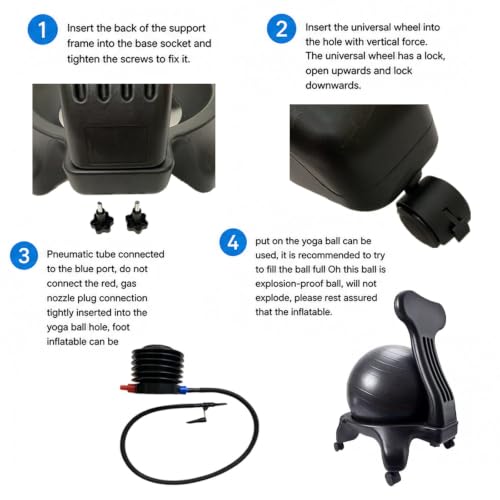 SRNSAEB Workout Ball Chair with Back Support, Exercise Ball Rollling Stool