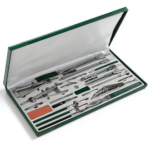 AMQYDT 23 Piece Geometry Kit, Construction Engineering Design Professional Drawing Tools, with Large Extension Beam, for Drafting, Math and Making Circles, School, Drafting, Architecture