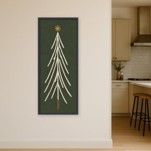 Kate and Laurel Framed Fabric Pinboard, 17x41 Christmas Tree Panel Design