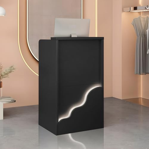 UxxStore Reception Desk Wooden, Modern Front Desk Reception Counter, Reception Counter Table with Drawer Storage, Reception Room Tables, Reception Counter for Salon/Clothing Shop/Hotel/Office