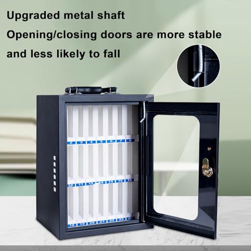Cold Rolled Steel Pocket Chart Storage Cabinet, Classroom Cell Phone Storage Cabinet w/Portable Handle, Key Lock & Handwritten Tags,Cell Phone Storage Station Lockers for Office School Factory