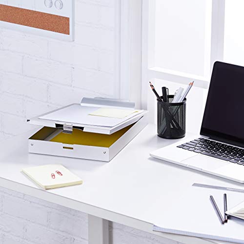 Amazon Basics Metal Clipboard with 2 Storage Compartments, Letter Size, 250 Sheet Capacity, Office Supplies with Self-Closing Latch, Silver, 10-Pack