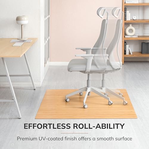 Anji Mountain 52" x 48" Bamboo Office Chair Mat for Carpet & Hardwood Floor