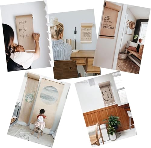 LNNW Kraft Paper Dispenser Kraft Paper Roll Dispenser Wall Mount, 16 28 39 Inch Home Kids Graffiti Wallpaper/Notepad with Wood Shelf Decorative Message Boards for Wall(40cm/15.7in Wide)