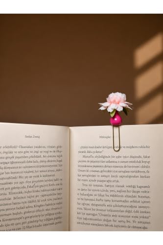 Handmade Ceramic Flower Vase Bookmark Unique Miniature Design Gift for Book Lovers Refined Aesthetic Accessory for Readers - Pink
