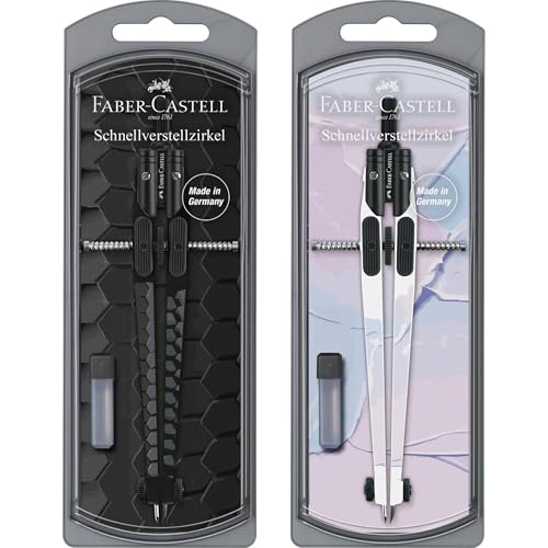 Faber-Castell No.574444 Quick Adjustment Compass 2-Piece Set, Dark/​​Bright