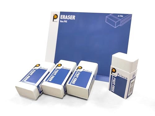 Prince 10 Pack Medium Erasers, Eco-Friendly TPE Non-PVC Smudge-Free Medium Erasers, Soft & Clean Erasing for Exams, Classwork, Pencil Sketching, Note-Taking & Office Use