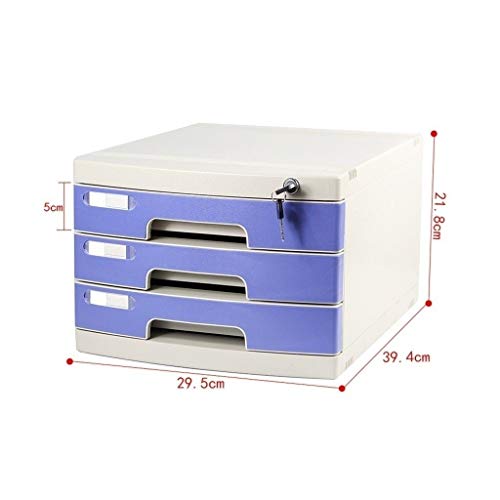 SDVantage File Cabinet Desktop Lock Plastic Drawer Storage Organization, with Lock/Blank Label and Multiple Drawers-Blue (3)