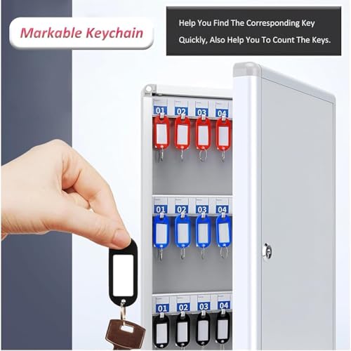 KK-GAL Key Lock Box, Large Capacity Key Cabinet with Lock, Professional Metal Keys Locker for Security, Key Holder Lockbox Key Organizer for School Dormitory, for Valets/Realtors/Office,72 bits