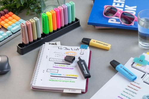 STABILO Boss Original Highlighters Set of 15 Highlighters 5 Neon + 5 Pastel + 4 NatureColors + 1 Marker Black