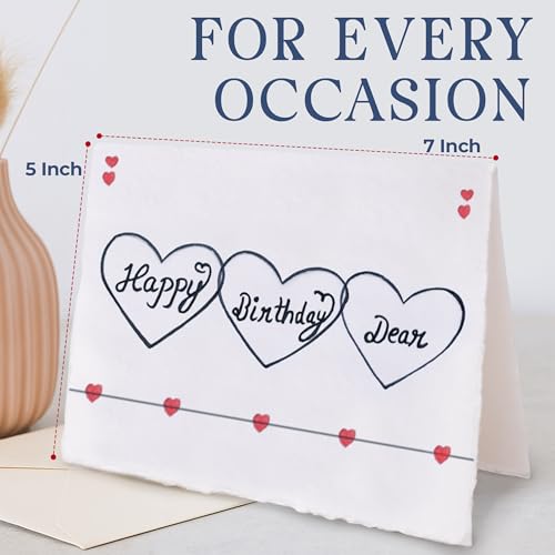WANDERINGS Handmade Deckle Edge Blank Greeting Cards & Envelopes - 300 GSM Paper– 20 Cards for Invitations, Thank Yous, Greeting, Get Well and Birthday Cards (Blank)