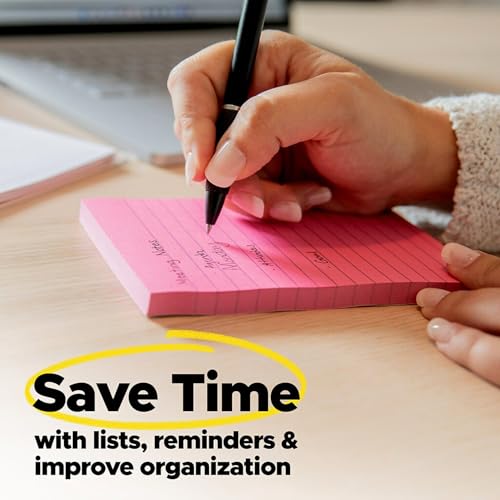 Post-it Super Sticky Notes, 4-inch x 6-inch, Supernova Neons Collection, Lined, 45 Sheet/Pad, 24 Pads/Pack (660-24SSMIA-CP)