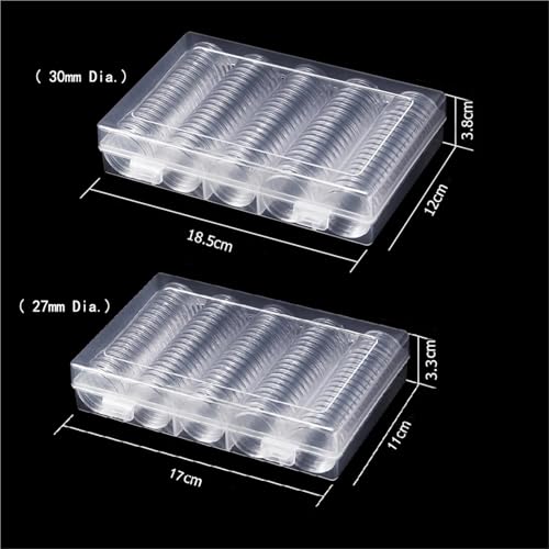 Clear Plastic Coin Capsules 200Pcs Clear Coin Capsule Holder Case 27mm 30mm Transparent Collectable Coin Storage Box for Commemorative Coin Medal Container(30mm)