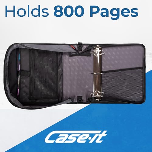 Case-it School Zipper Binder | 4-Inch D-Rings | 800-Sheet | D-186 Jet Black