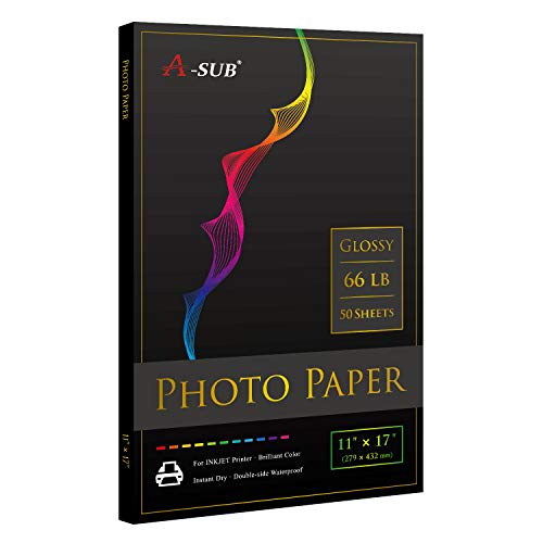 A-SUB RC Photo Paper High Glossy 11x17 Inch, 66lb
